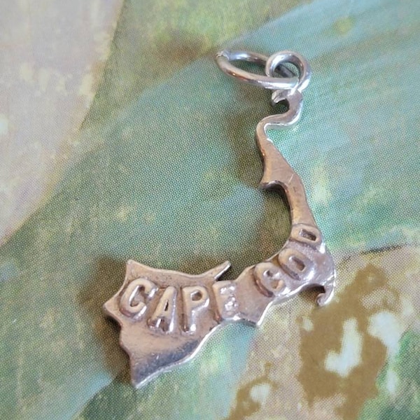 Vintage Sterling Silver and Cape Cod  Massachusetts Charm Pendant Souvenir State Dennis Orleans Falmouth Onset
