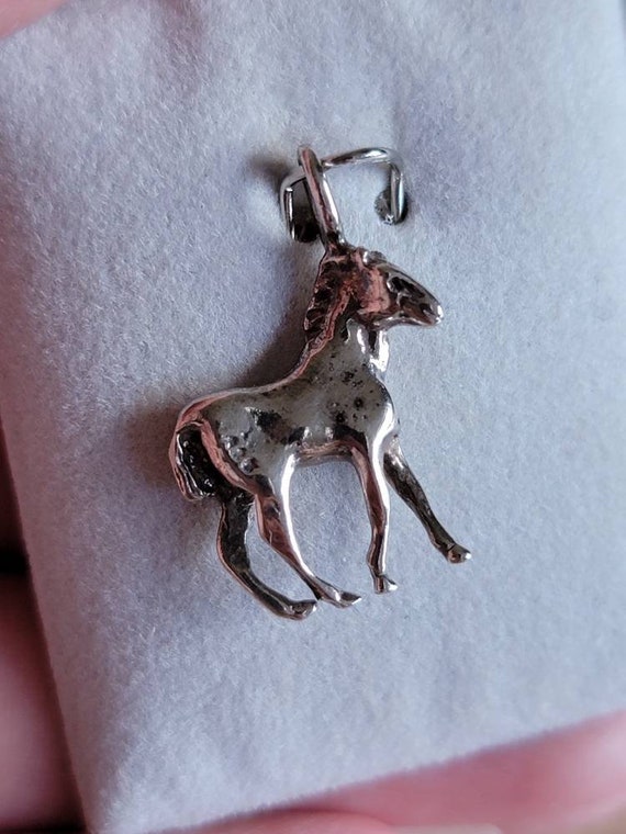 Vintage Dead Stock Sterling Silver Foal Pendant