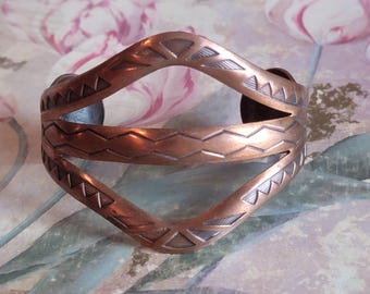 Vintage Southwestern Solid Copper Cuff Bracelet