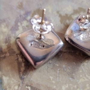 Vintage Sterling Silver Signed Barra Abstract Square Earrings Pierced Ears Posts Bild 7