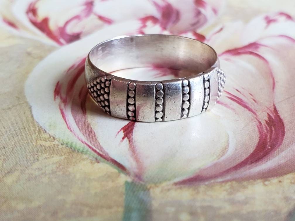 925シルバー 90s Vintage Designer stamped 925 Ring with 5 clear stones Sz 6.5