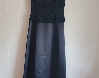 Vintage Patra Petite Black Evening Gown Formal Dess Size 10