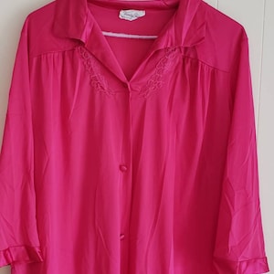 Vintage Vanity Fair Robe: Pink 1980s House Dress, Size M, Made in USA
