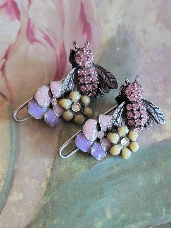 Vintage Set of 2 Don Lin Small Decorative Barrettes  display picture 3