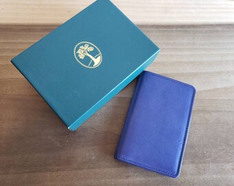 Vintage Levenger Purple Blue Leather Accessory Memo Pad Case Compartment Original Box Replacement Pads and Pencil Made in the USA