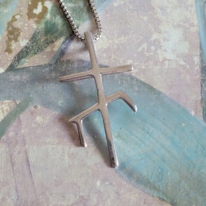 Vintage Sterling Silver Cross Pendant and Chain Necklace Christianity