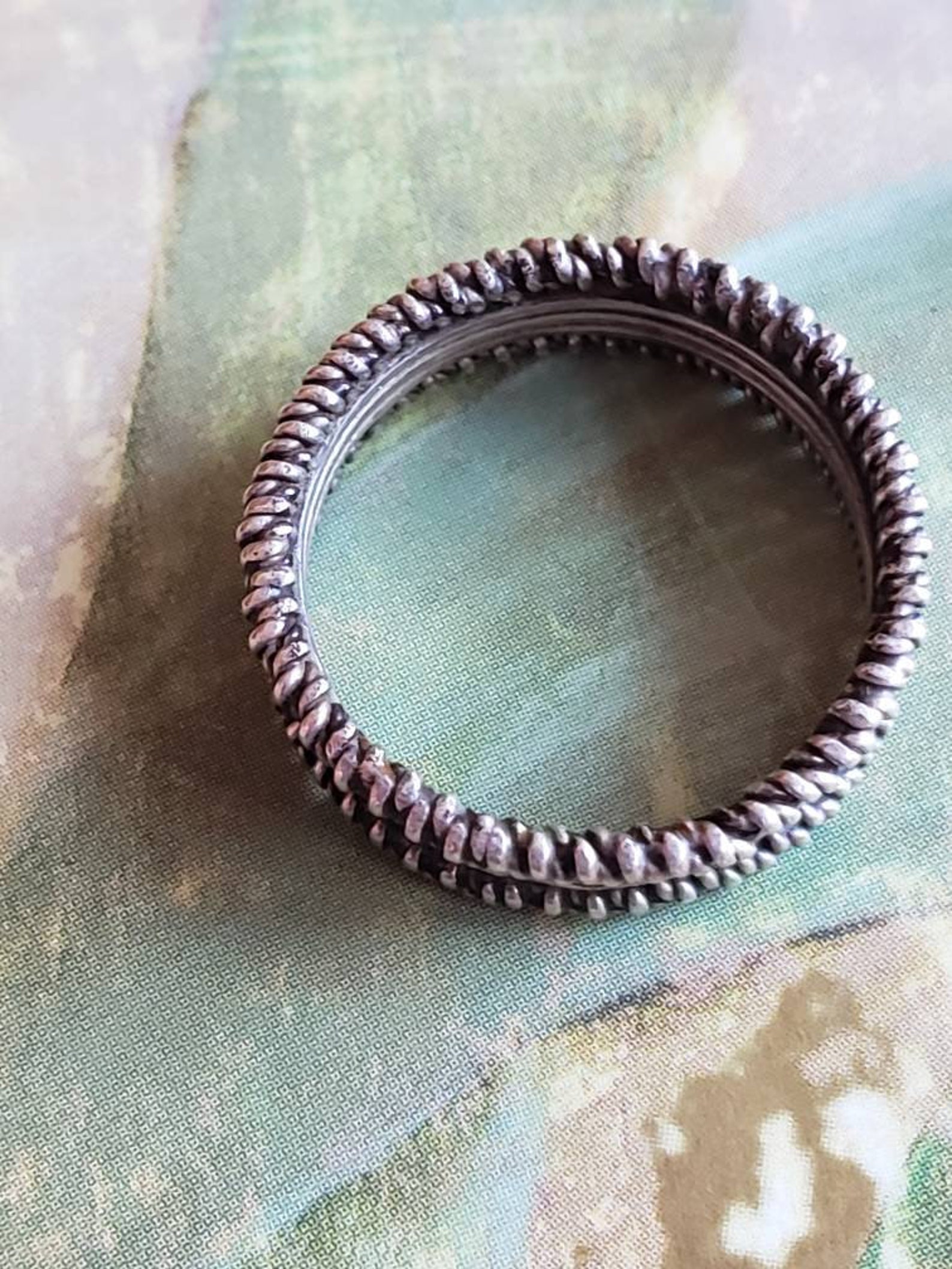 Vintage Sterling Silver 925 Band Ring 1980s Repeating Pattern Wedding ...