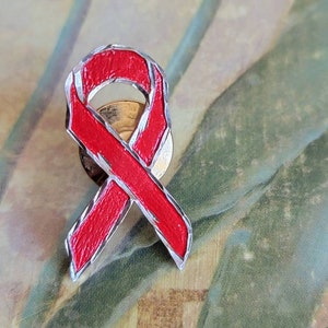 Vintage P&Co. Sterling Silver and Red Enamel Awareness Ribbon Lapel Pin 925