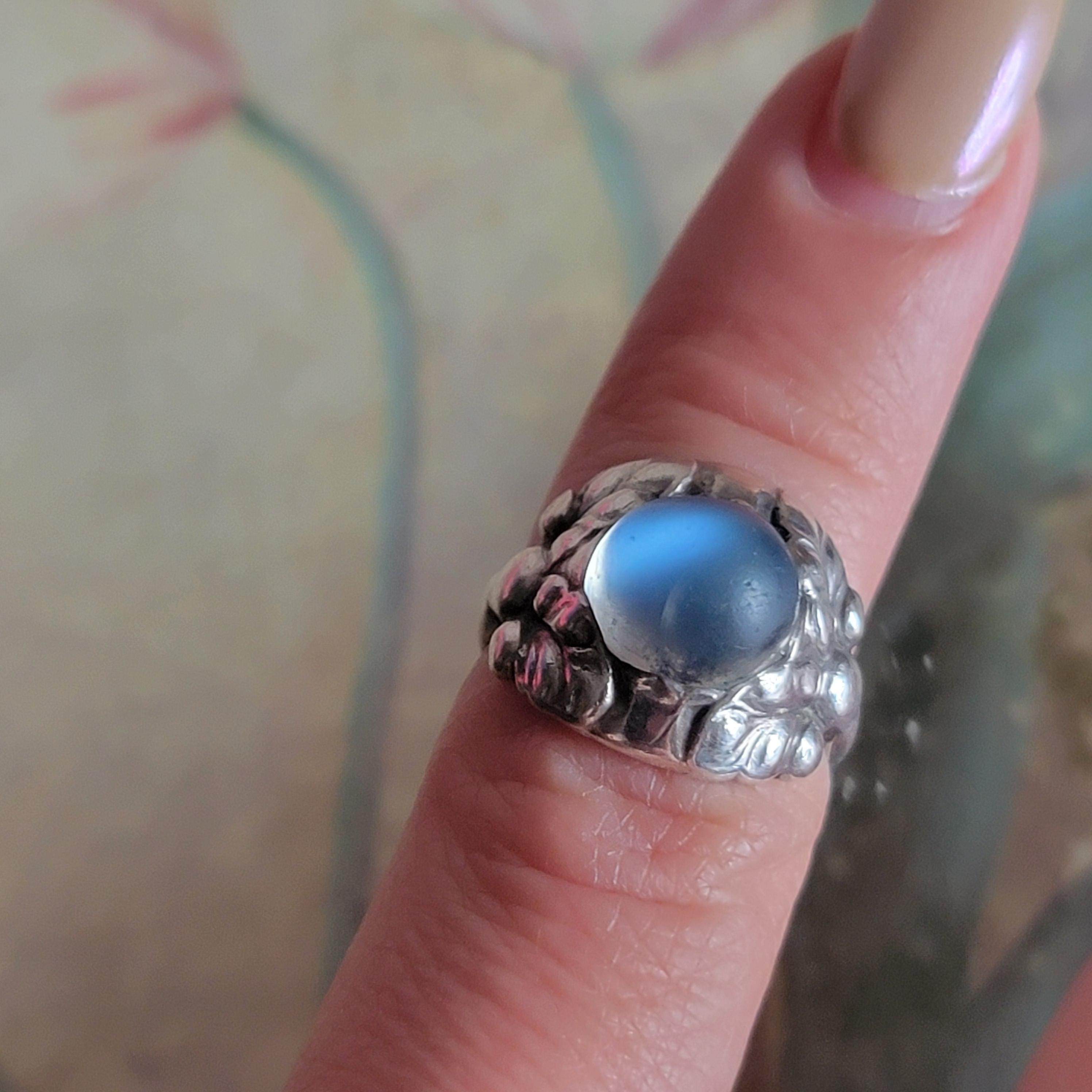 Vintage Georg Jensen Denmark 11 B Sterling Silver and Blue