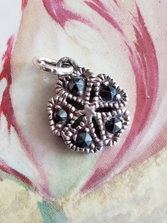 Vintage Sterling Silver and Marcasite Flower Penda