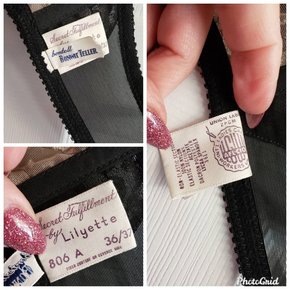 Vintage Secret Fulfillment By Lilyette Lace Bra, Black sz. 36/37 retro  underwear