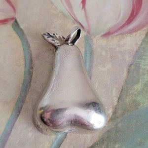 Vintage Sterling Silver Pear Pendant Fruit