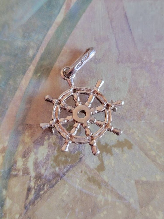 Vintage Sterling Silver Ship Steering Wheel Pendan