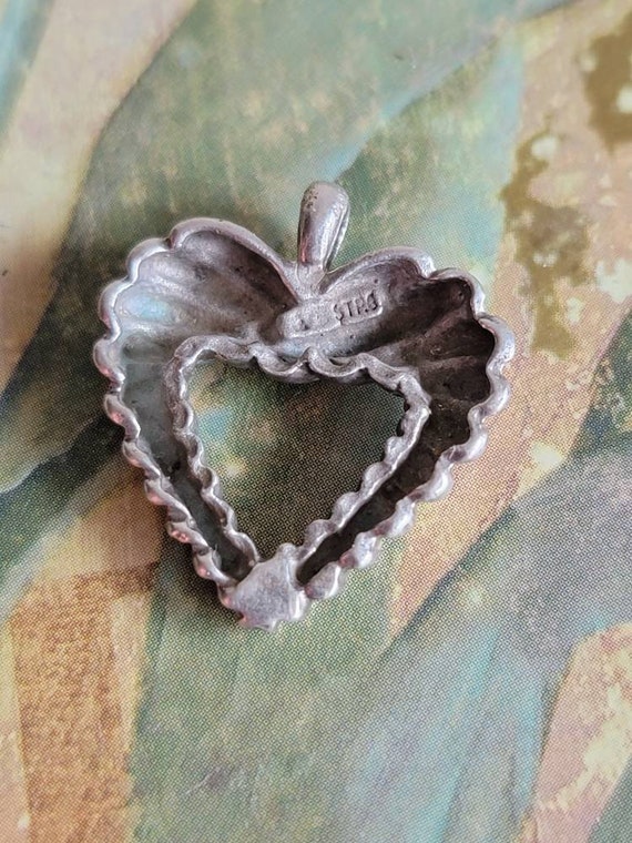 Vintage Sterling Silver Cut Out Heart Pendant Lov… - image 6