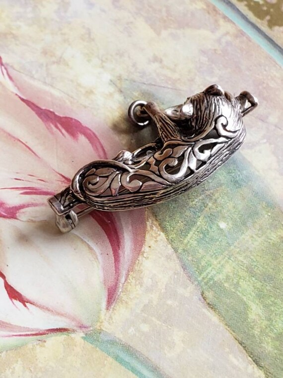 Vintage Jezlaine Sterling Silver Cat and Mouse Br… - image 5