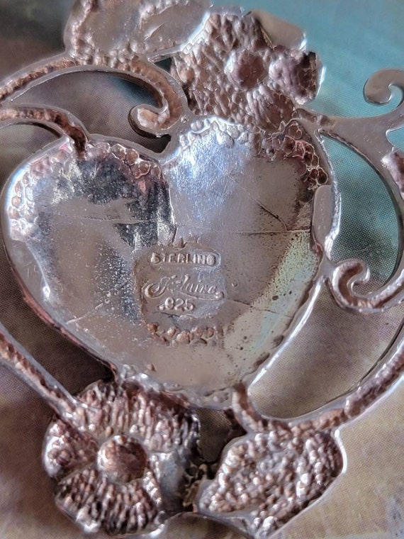 Vintage Jezlaine Sterling Heart with Flowers and … - image 7