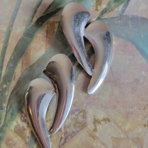 Vintage Sterling Silver Long Abstract Statement Earrings for Pierced Ears in Mexico