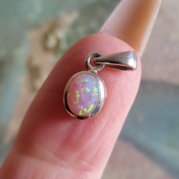 Vintage Small Sterling Silver and Oval Opal Penda… - image 7
