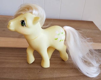 Vintage Gen 1 My Little Pony Posey Yellow Tulip Cutie Mark 1980s 1984