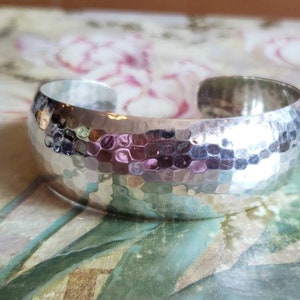 Vintage Sterling Silver Hammered Cuff Bracelet a Made in Mexico