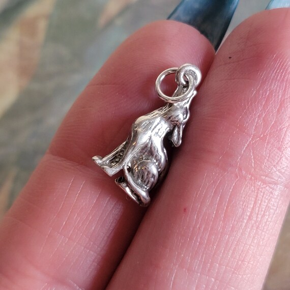 Vintage Sterling Silver Howling Coyote Pendant or… - image 7