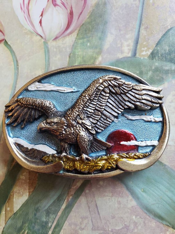 Vintage Eagle in Nest With Red Enamel Sun The Gre… - image 1