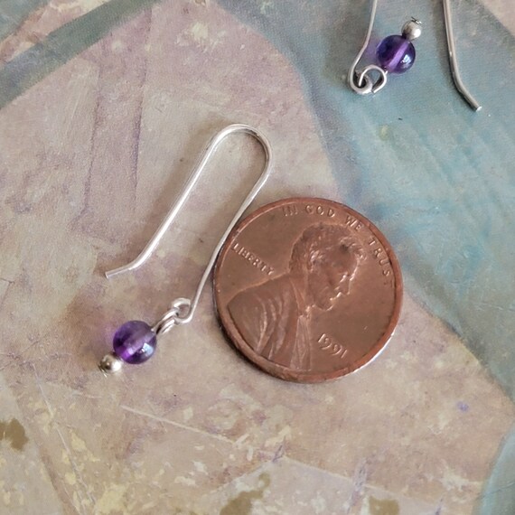 Vintage Sterling Silver and Amethyst Bead Earring… - image 8