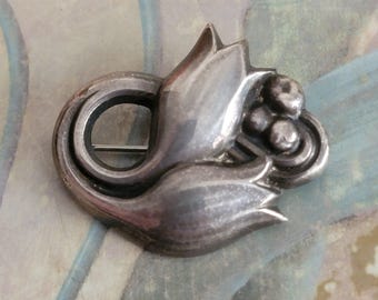 Vintage Georg Jensen Denmark 100 A Sterling Silver Flower Buds