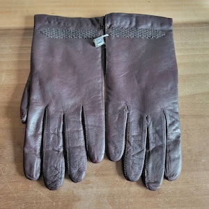 Vintage Dead Stock Brown Leather Lined Women&#39;s Gloves Made in Italy Filene&#39;s Size 7.5 As Is