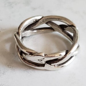 Vintage Sterling Silver Braid Band Ring 1990s Wedding Band 925 Size 9.5 ...