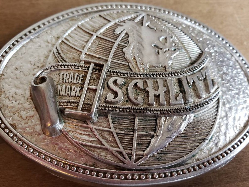 Vintage Trade Mark Schlitz Belt Buckle Beer Father's Day image 2