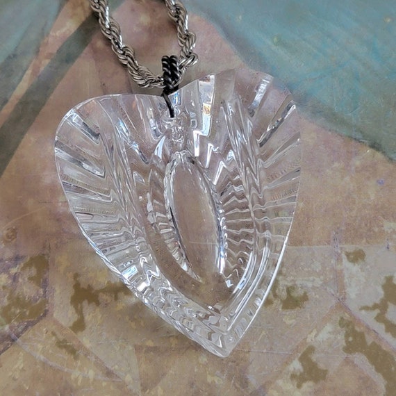 Vintage Waterford Crystal Heart Pendant Sterling … - image 1