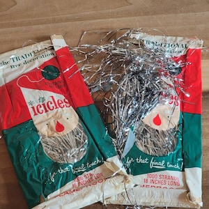 Vintage Tinsel Icicles: Retro Christmas Tree Decoration (Lot of 2)