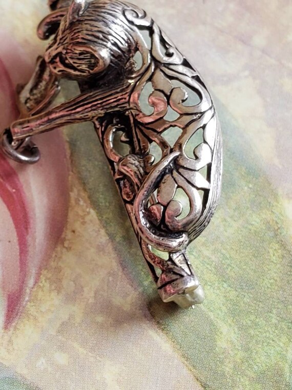 Vintage Jezlaine Sterling Silver Cat and Mouse Br… - image 6