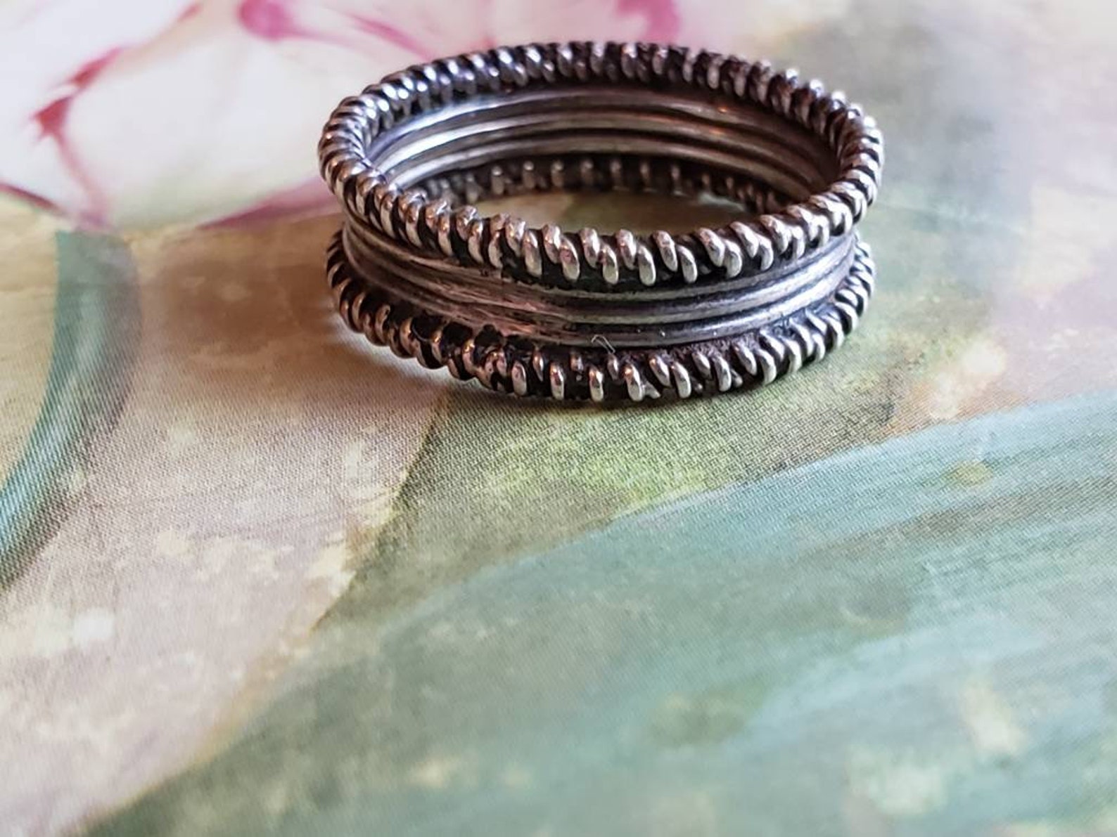 Vintage Sterling Silver 925 Band Ring 1980s Repeating Pattern Wedding ...