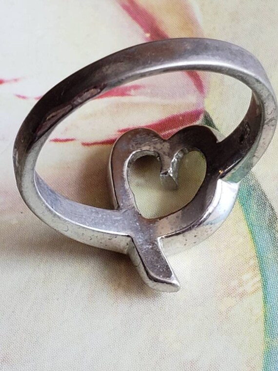 Vintage Sterling Silver Heart Ring 925 Promise Ri… - image 3