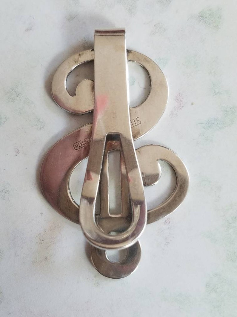 Vintage R Blackington Sterling Silver Dollar Sign Money Clip Hallmarks Maker/'s Mark Signed 1960s