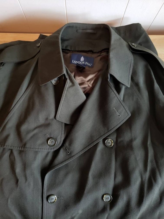 Vintage London Fog Mens Olive Green Lined Trench C