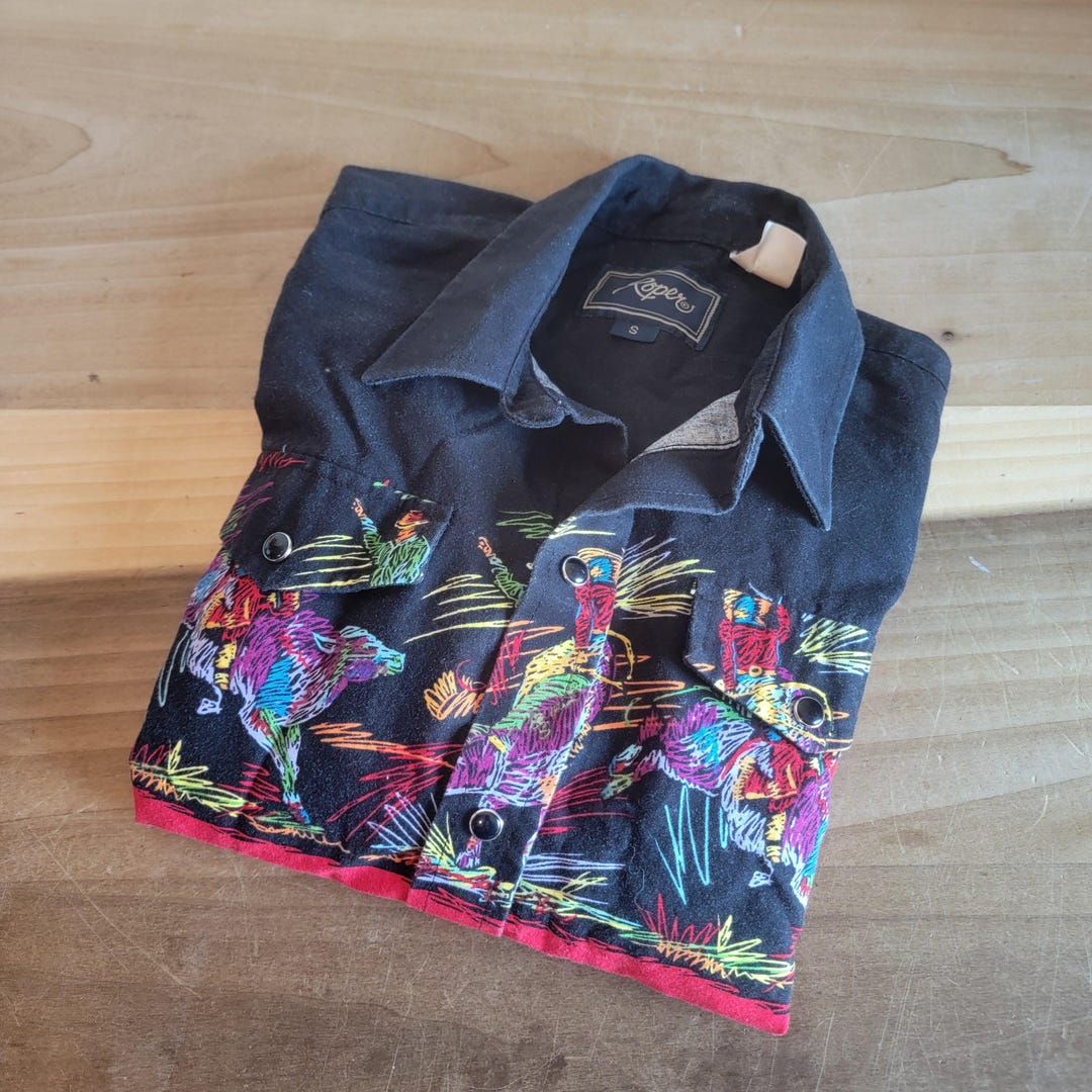 Vintage Roper Western Shirt: Rodeo Bull Riding Snap Button Shirt, Boys ...