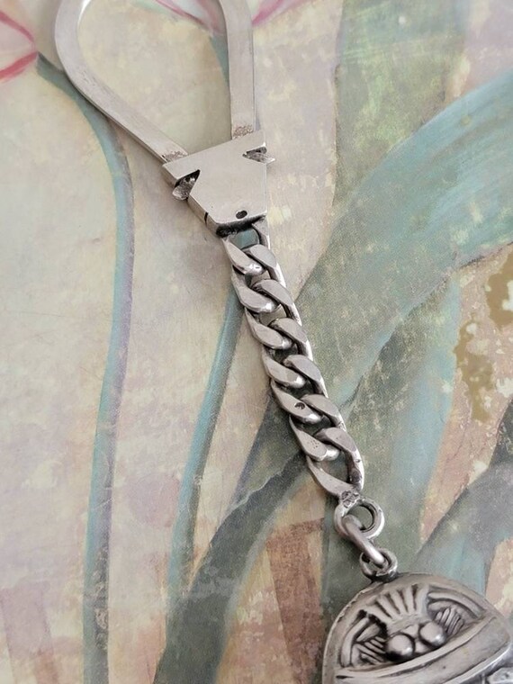 Vintage Sterling Silver Scarab Key Chain Key Fob … - image 8