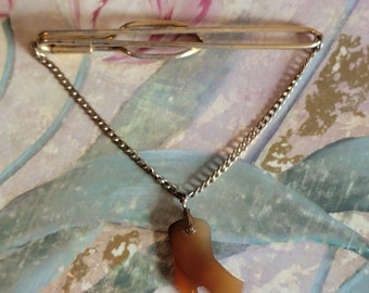 Vintage Gold Tone Tie Clip: Carnelian Cowboy Boot, Mens Accessory