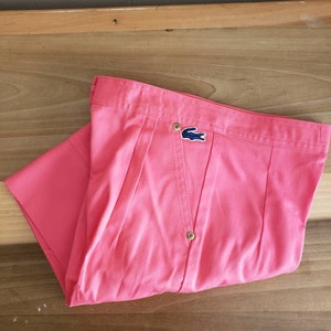 Vintage Never Worn Izod For Girls Lacoste Girls Hot Pink Pants Hidden Button Size 12 Made in the USA Creased Darts 1980s image 1