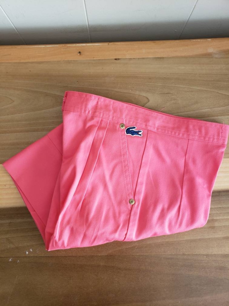 Vintage Never Worn Izod For Girls Lacoste Girls Hot Pink Pants Hidden Button Size 12 Made in the USA Creased Darts 1980s image 1