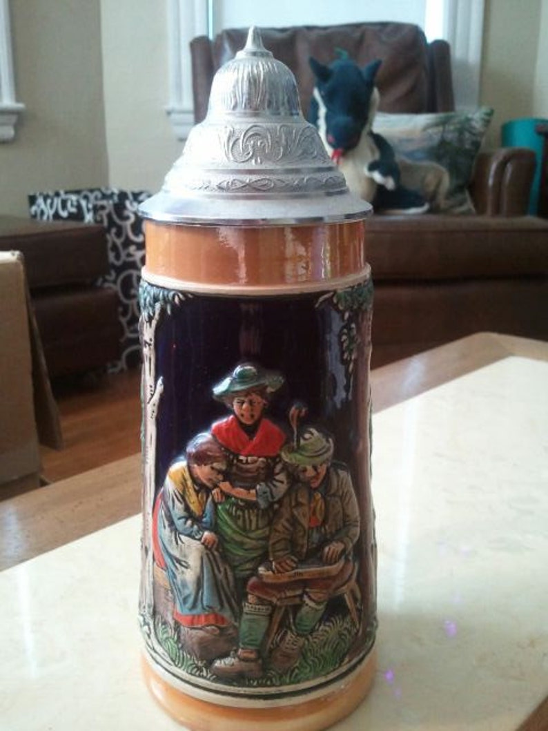 Vintage Beer Stein With Metal Lid 1940s Western Germany Etsy