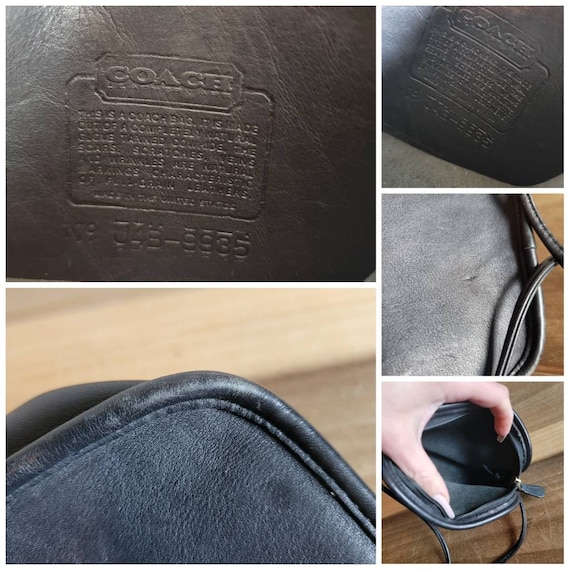 Vintage Small Coach Black Leather Crossbody Bag Pocketbook Handbag