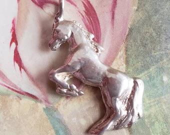 Vintage Sterling Silver Rearing Horse Pendant 925