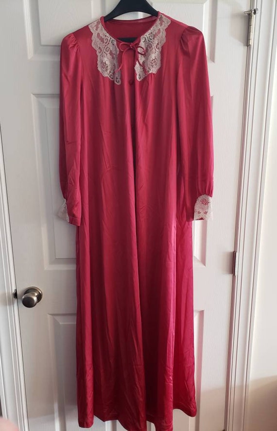 vintage vanity fair silky night robe dress teal floral ^^^ one size