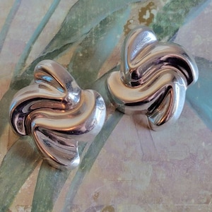 Vintage Sterling Silver Abstract Statement Earrings for Pierced Ears in Mexico