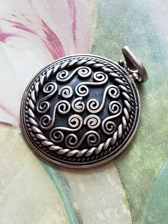 Vintage Sterling Silver Spiral Pendant 925 - image 4