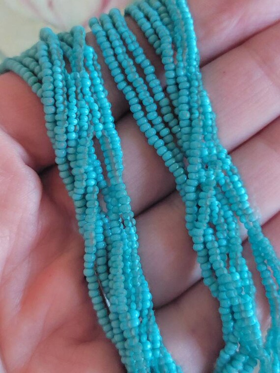 Vintage Sterling Silver and Turquoise Seed Bead N… - image 9